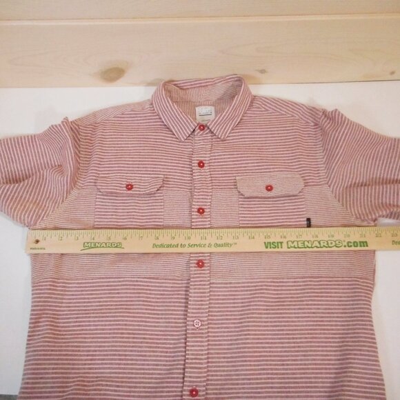 Split Co Men's size L Short Sleeve Button-up Shirt Casual Striped Flap Pockets - Picture 4 of 10